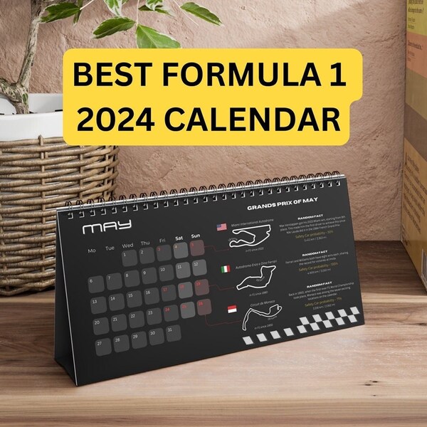 2024 f1 race calendar, next year f1 races calendar, F1 grand prix dates calendar, desk calendar with f1 circuits, formula one gift idea