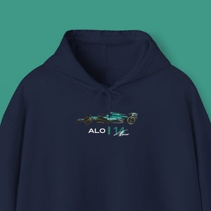 Alonso hoodie with car, Fernando Alonso number, f1 Aston Martin fan hoodie, alonso gift idea, real Aston Martin f1 car sweatshirt