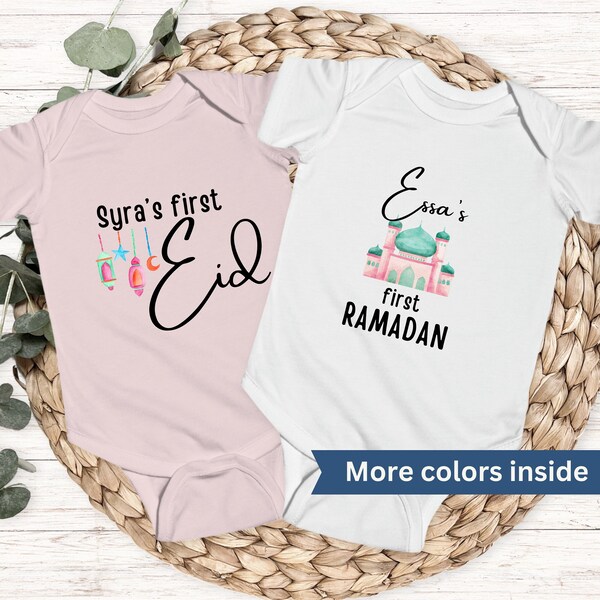 My First Eid Onesie® Personalized Eid Gift For Kids Name Bodysuit First Eid Baby Girl Boy 1st 2nd Eid Mubarak Eid Baby Gift Eid Dress Kids