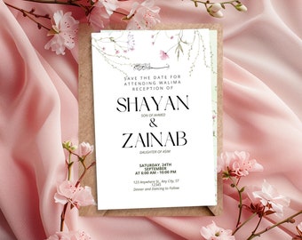 Walima Invitations Muslim Digital Nikkah Invite Muslim Wedding Invitation Card Islamic Wedding Islamic Wedding Invitation Canva Desi Wedding