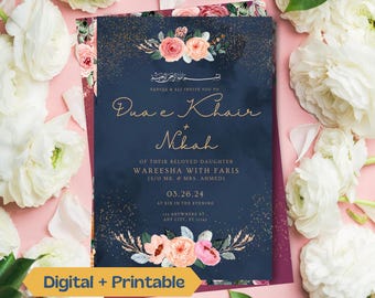 Nikkah Invitation Digital Muslim Wedding Invitation Card Nikah Invite Nikkah Invitation Card Canva Template Desi Islamic Wedding Invitation
