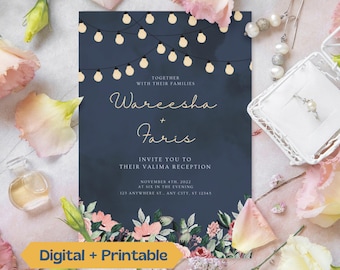 Floral Walima Invitation: Muslim Wedding Reception Template (Digital)