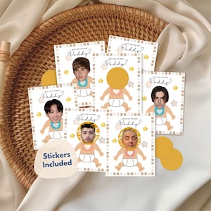 Who Has The Daddy Grappige babyshowerspelletjes Minimalistische babyshower Krasspel Vind de vader Scratch Off-afgedrukte kaarten