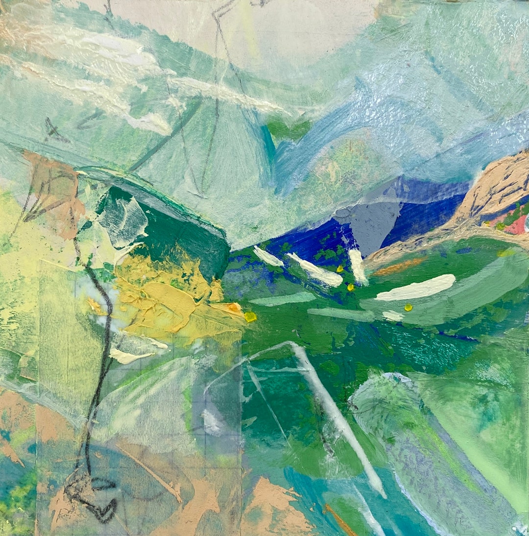 Original Oil Painting With Cold Wax and Collage - Etsy