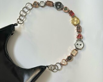 パンクスタイルのウォッチフェイスバッグチェーン、マルチカラー