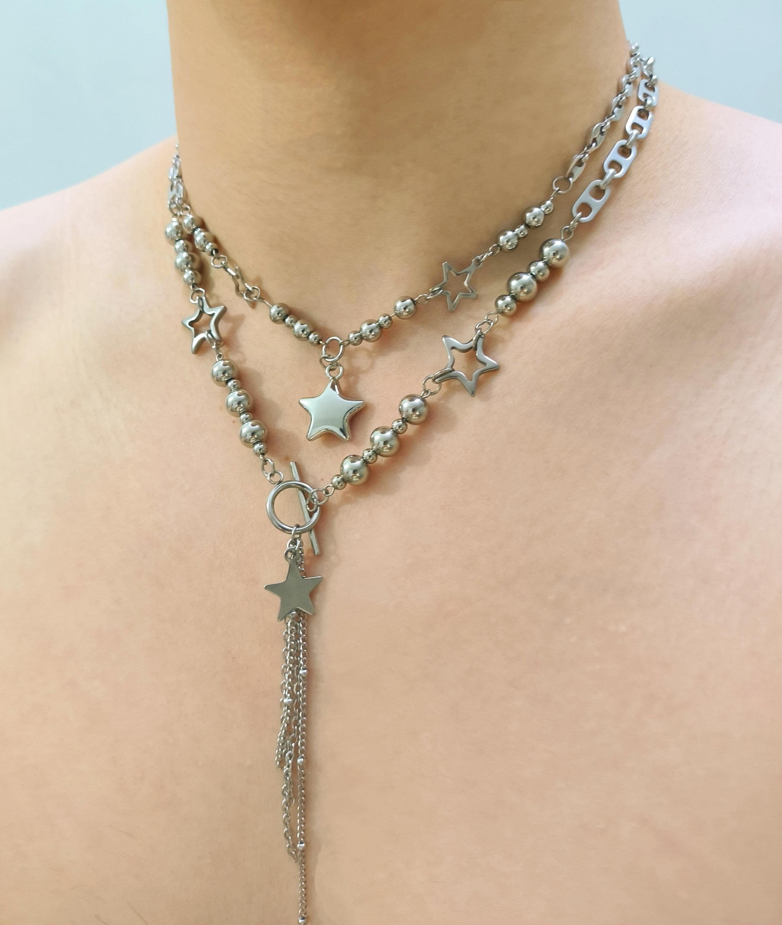00s archive ダガー necklace y2k Y2K Star Necklace Set,girls Couple Y2k Choker, Celestial