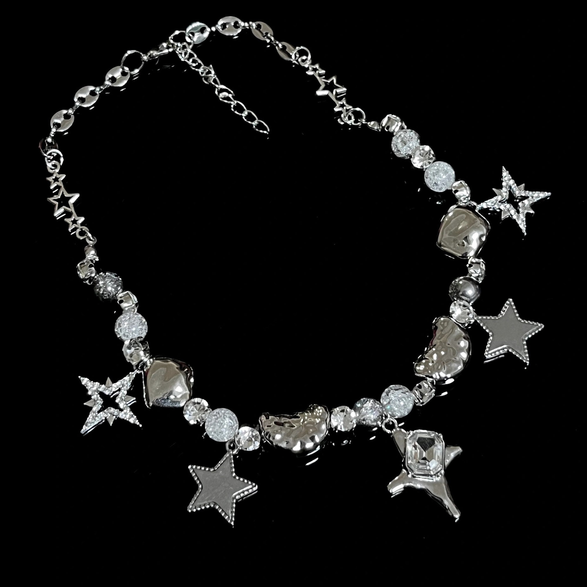 Sliver Star Necklace Y2K Futuristic Choker,gothic Grunge
