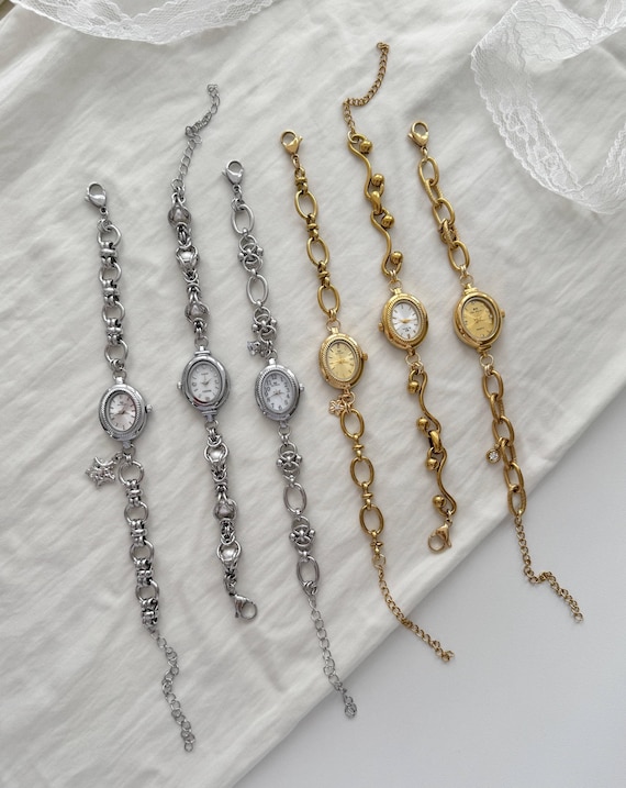 Dainty Mini Watch Bracelet,Gold Silver Small Face Wristwatch Jewelry, Minimalist Chain Watch, Delicate Everyday Watch,Tiny Dial Bracelet