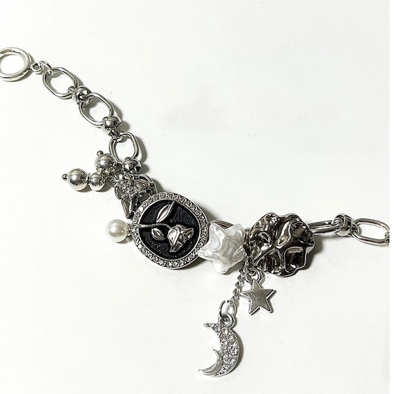 Y2k Bead Bracelet,star and Moon Jewelry,cyber Y2K Bracelet Y2k Bead Bracelet,star and Moon Jewelry,cyber Y2K Bracelet