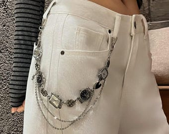 【関税・送料込】Unique multiple strap and charm pants chain Unique multiple strap and charm pants chain