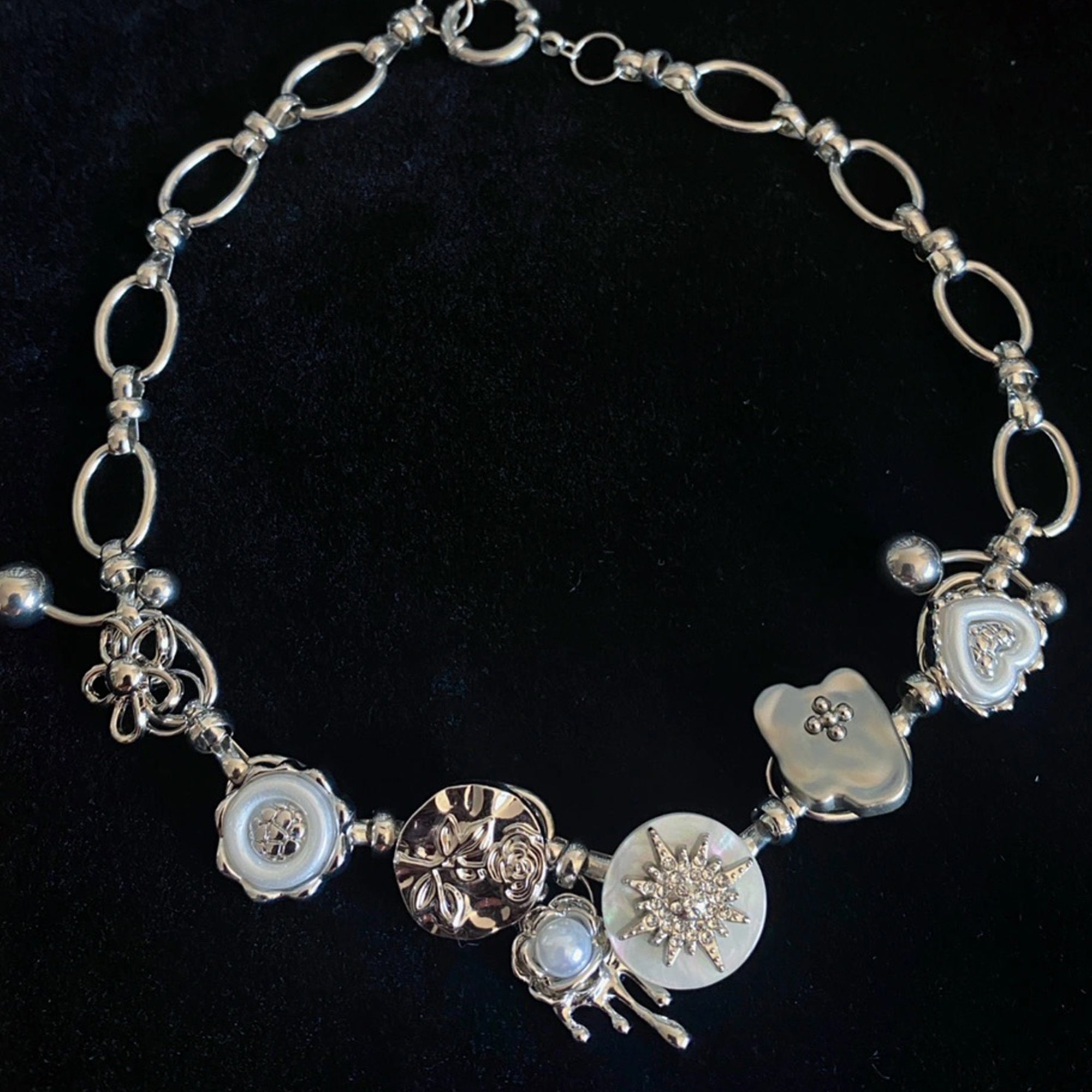 Collana Donna A Y Argentea Multistrato - Gioiello Moda Y2K Con Catena Irregolare E Ciondolo A Stella - 4
