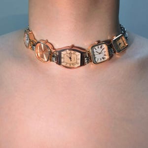 Retro Uhr Halsband Halskette,Metallic Uhr Schmuck,Vintage Gold Uhr Gesicht Halskette, Uhr Halskette,Gothic Schmuck,Y2k Halskette,Geschenk Idee