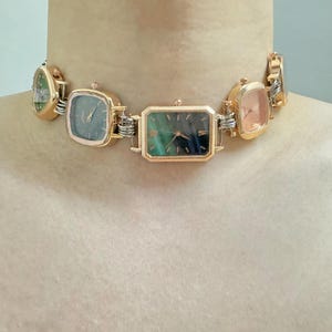 Watch Faces Choker Necklace,Clock Necklace,Y2k Chain Necklace,Cool Art Inspired Clock Necklace,Y2K Trendy Watch Necklace Gift for her