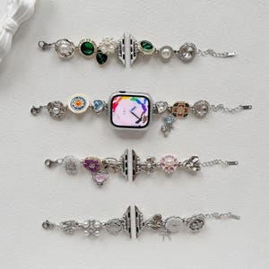 Colorful Charm Band Fits Apple Watch,Cute Smart Watch Strap Compatible with Apple Watch,Stainless Steel Bracelet Band,Unique Gift for Her