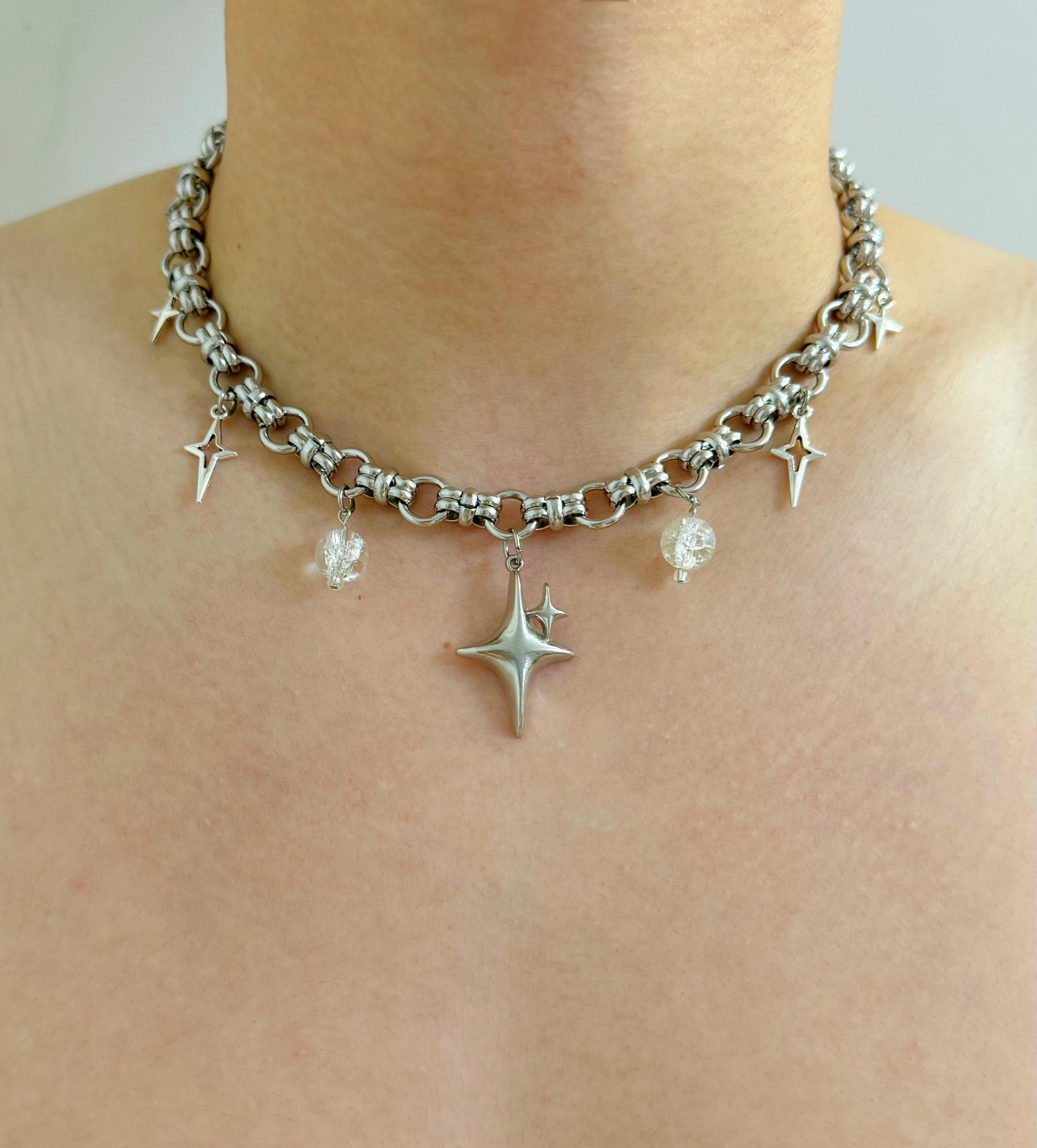 Star Choker Necklace in Sterling Silver - Theo Grace