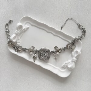 Luxurious Watch Choker Necklace, Y2k Clock jewelry Funky Watch Necklace Cyberpunk Y2K Grunge Necklace,Whimsical Necklace,Diamonds Necklace image 3