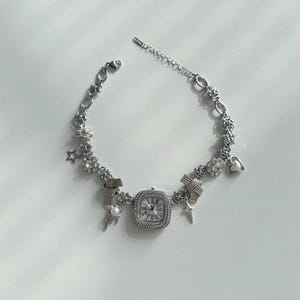 Luxurious Watch Choker Necklace, Y2k Clock jewelry Funky Watch Necklace Cyberpunk Y2K Grunge Necklace,Whimsical Necklace,Diamonds Necklace image 4