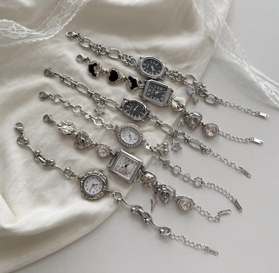 Silver Charm Watch Bracelet,vintage Style Wristwatch  display picture 2
