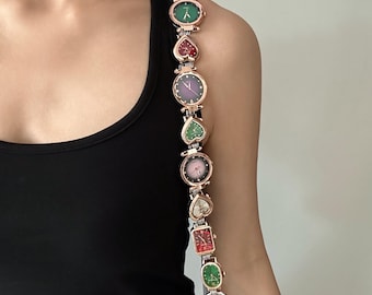 Vintage Watch Bag Strap Chain, Handbag Decoration Chain,Y2k Unique Purse Strap,Punk Aesthetic Shoulder Strap,Removable Bag Chain for Bags