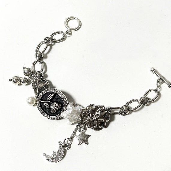 Y2k Bead Bracelet,star and Moon Jewelry,cyber Y2K Bracelet Y2k Bead Bracelet,star and Moon Jewelry,cyber Y2K Bracelet