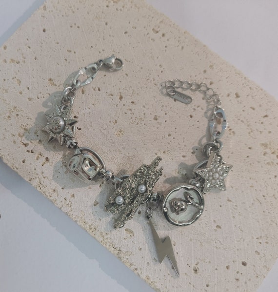 Y2k Button Bracelet,star and Moon Jewelry,cyber Y2K Bracelet