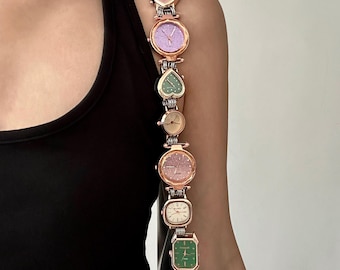 Punk Style Watch Face Bag Chain,Multicolor Clocks Chunky Silver Bag Chain,Grunge Bag Accessory, Unique Bag Chain,Y2K Watch Bag Strap
