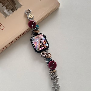 Vintage Button Chain Bracelet Band for Apple Watch, Artistic Handmade Wrist Strap,Colorful Smart Watch Band Fits Apple Watch,Gift for Women