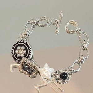 Punk style sliver bracelet,chain bracelet,name bracelet, Personalized Name bracelet,letter bracelet,y2k charm bead bracelet,kpop jewelry