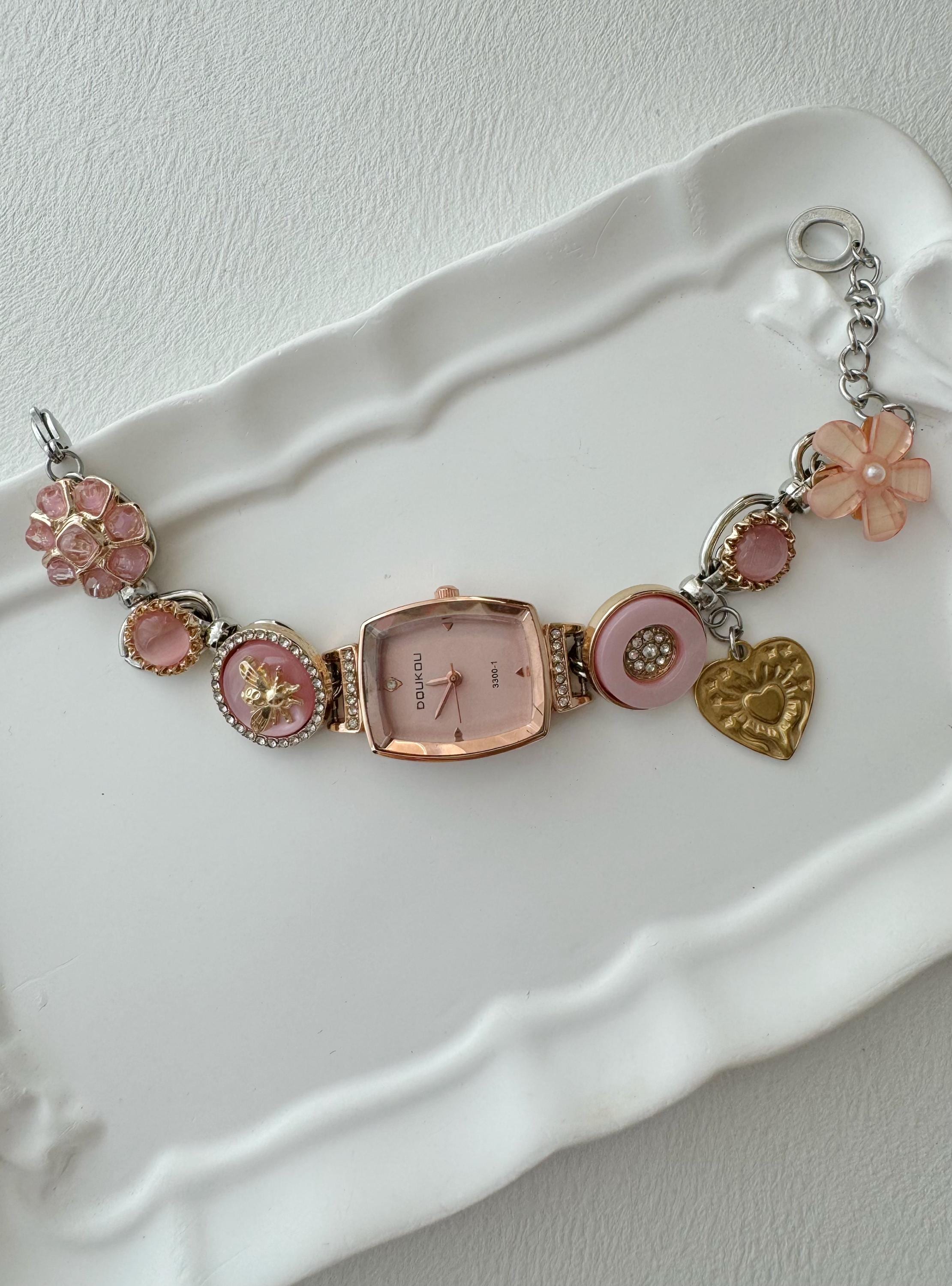 Vintage Design Charm Watch Bracelet | Unique Button Bead Vintage Design Charm Watch Bracelet | Unique Button Bead