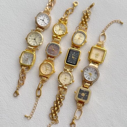 Retro Gold Watch Face Bracelet–handmade Timepiece Bracelet  display picture 2