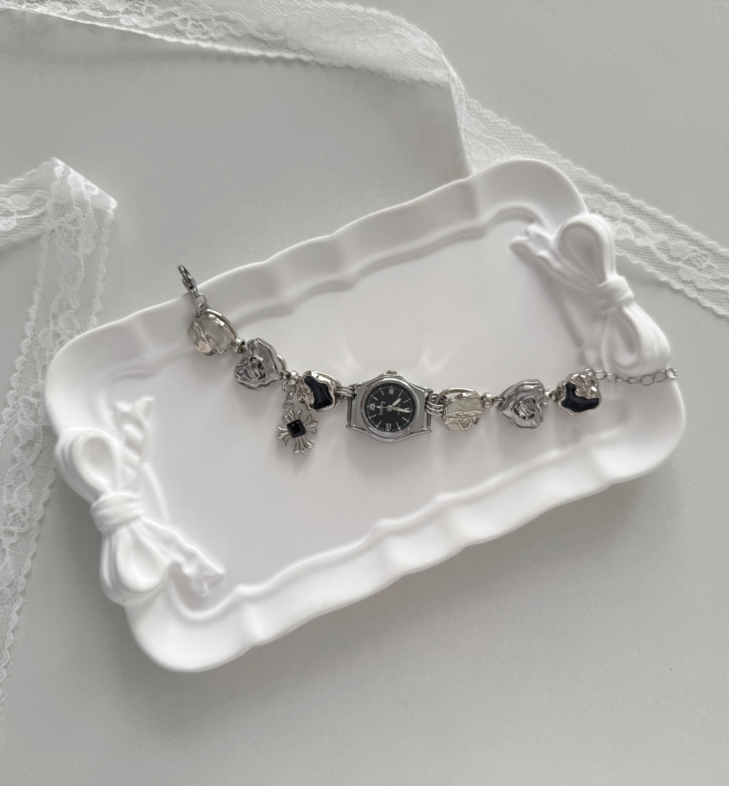 Buy Punk Watch Bracelet | Black & White Y2k Clock Bracelet