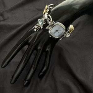 Vintage Sliver Watch Bracelet | Handmade Charm Bracelet | Retro-Inspired Jewelry |Steampunk Watch |Statement Bracelet|Unique Gift for Women image 8