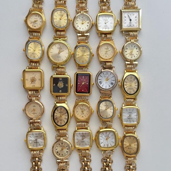 Vintage Gold Watch Necklace |  | Unique Clock Jewelry | Antique-Inspired Chain Necklace| Luxury Gold Timepiece |  Wrist Watch |Punk Necklace