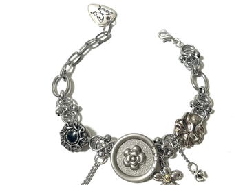 Titanium Steel Bead Bracelet,floral Jewelry,Cyber Y2K Bracelet,90s Bracelet,Handmade Gothic Charm,Chunky Bracelet,Hip Hop Bracelet