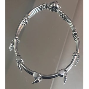 Spike chain choker necklace titanium steel,heart gothic jewelry, rivet punk necklace, punk jewellery, alternative,grunge, emo,y2k choker image 2