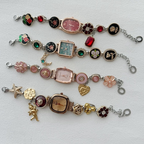 Vintage Design Charm Watch Bracelet | Unique Button Bead  display picture 1