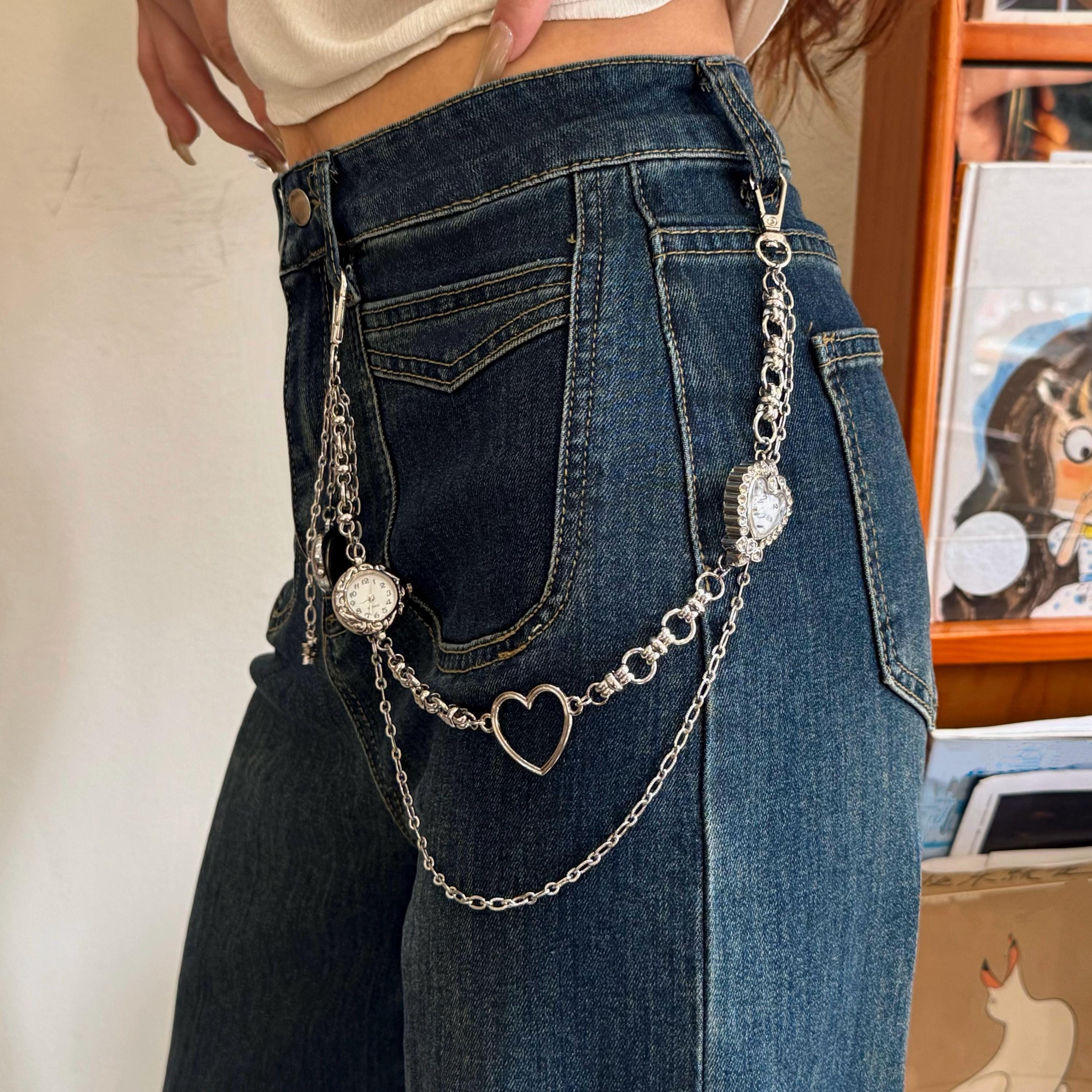 Set Da 5 Catene Portafoglio In Metallo Argento Per Jeans E Pantaloni - Stile Punk, Hip Hop, Y2K Unisex