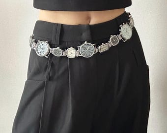 Łańcuszek na talię zegarka w pięciu stylach z różnymi tarczami, modny pasek vintage, wyrazista i wyjątkowa biżuteria w stylu steampunk, ręcznie robiony pasek dla kobiet