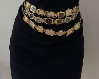 Cintura con orologio punk, cintura con catena per orologio retrò, catena punk spessa per la vita, cintura streetwear Kpop anni 2000, cintura in metallo per la vita, accessorio per festival e concerti.