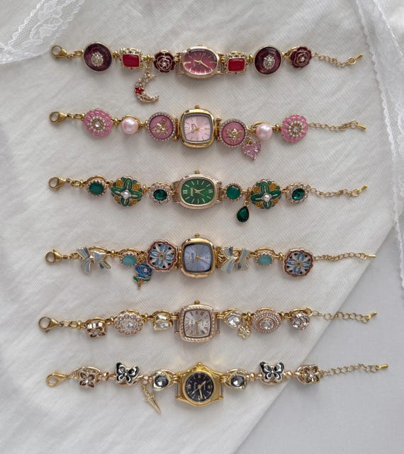 Vintage Style Watch Charm Bracelet for Women,handmade Gold  display picture 1