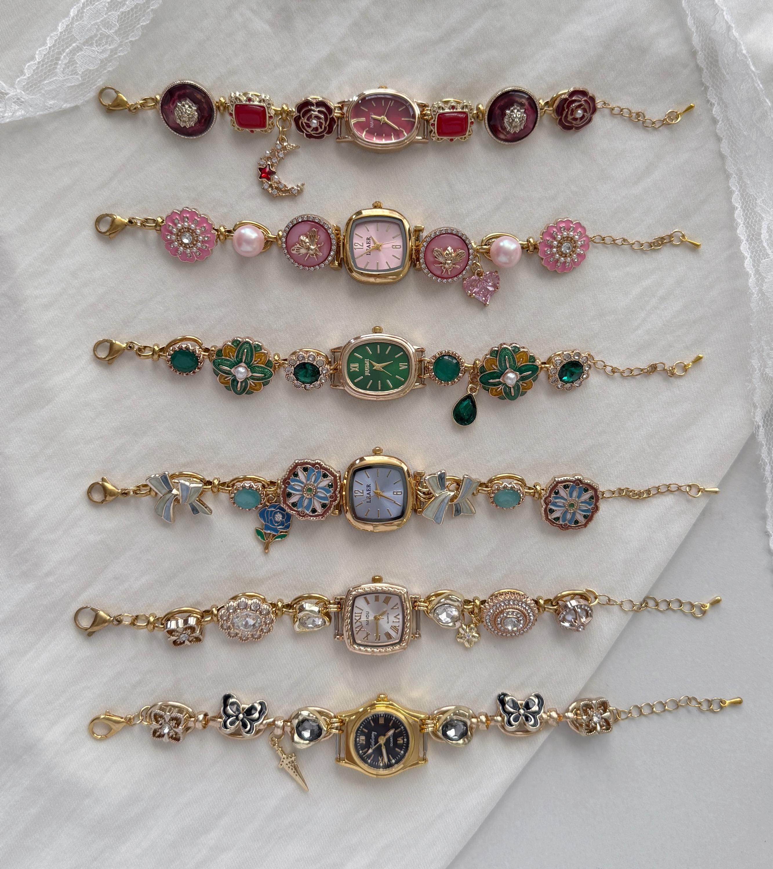 Vintage Rare Gold-Tone 3-Strand Bracelet Watch with Multicolor Gem Accents Vintage Stone Ladies Watch - Etsy main image 2