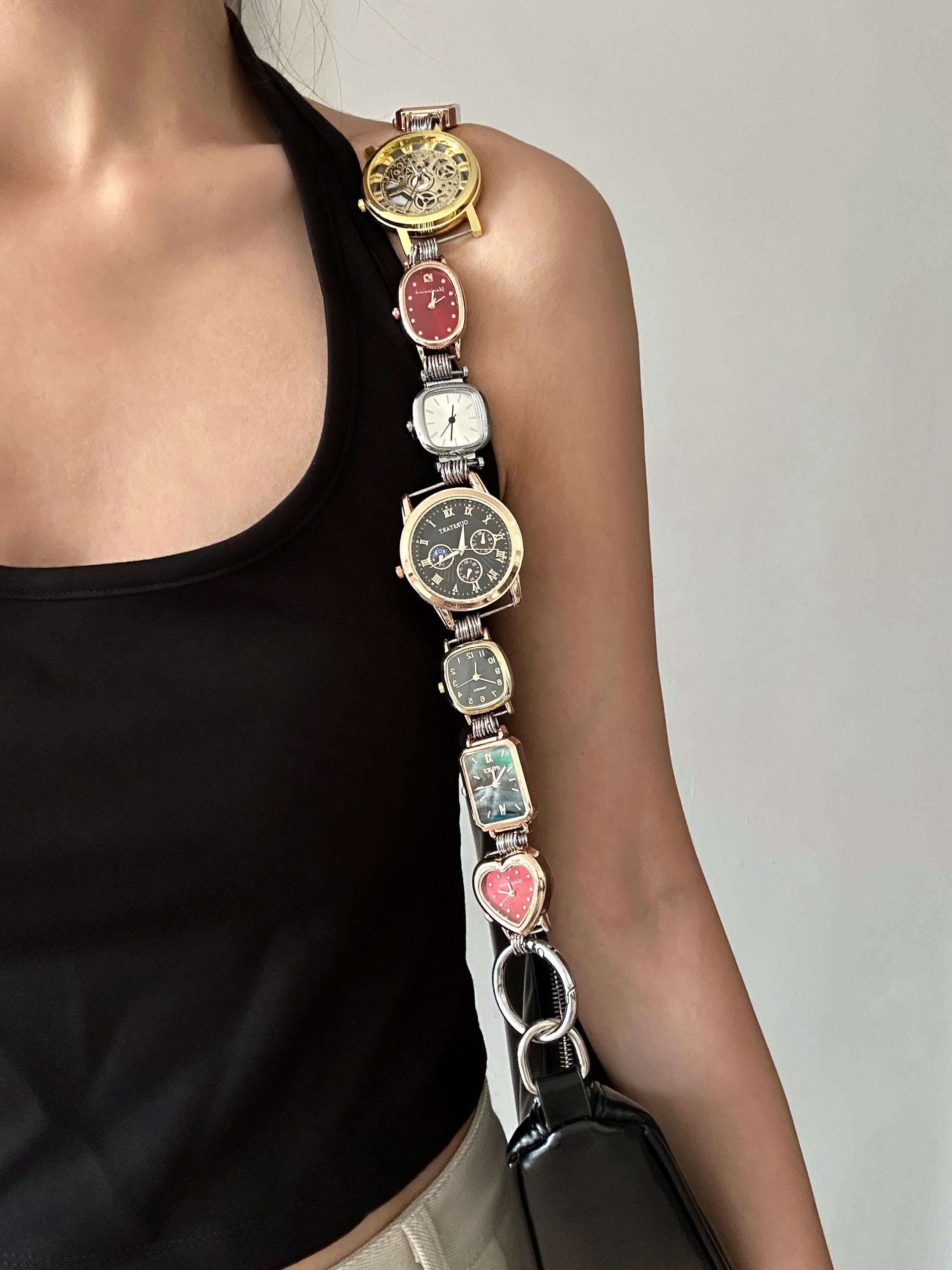 Retro Watch Bag Chain,colorful Handbag Chain,chunky Clocks