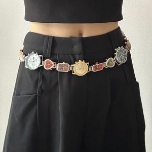 Five Style Watch Waist Chain&Watch Bag Strap,Funky Vintage Belt,Steampunk Bold and Unique Statement Waist Jewelry,Multi-Functional Chain