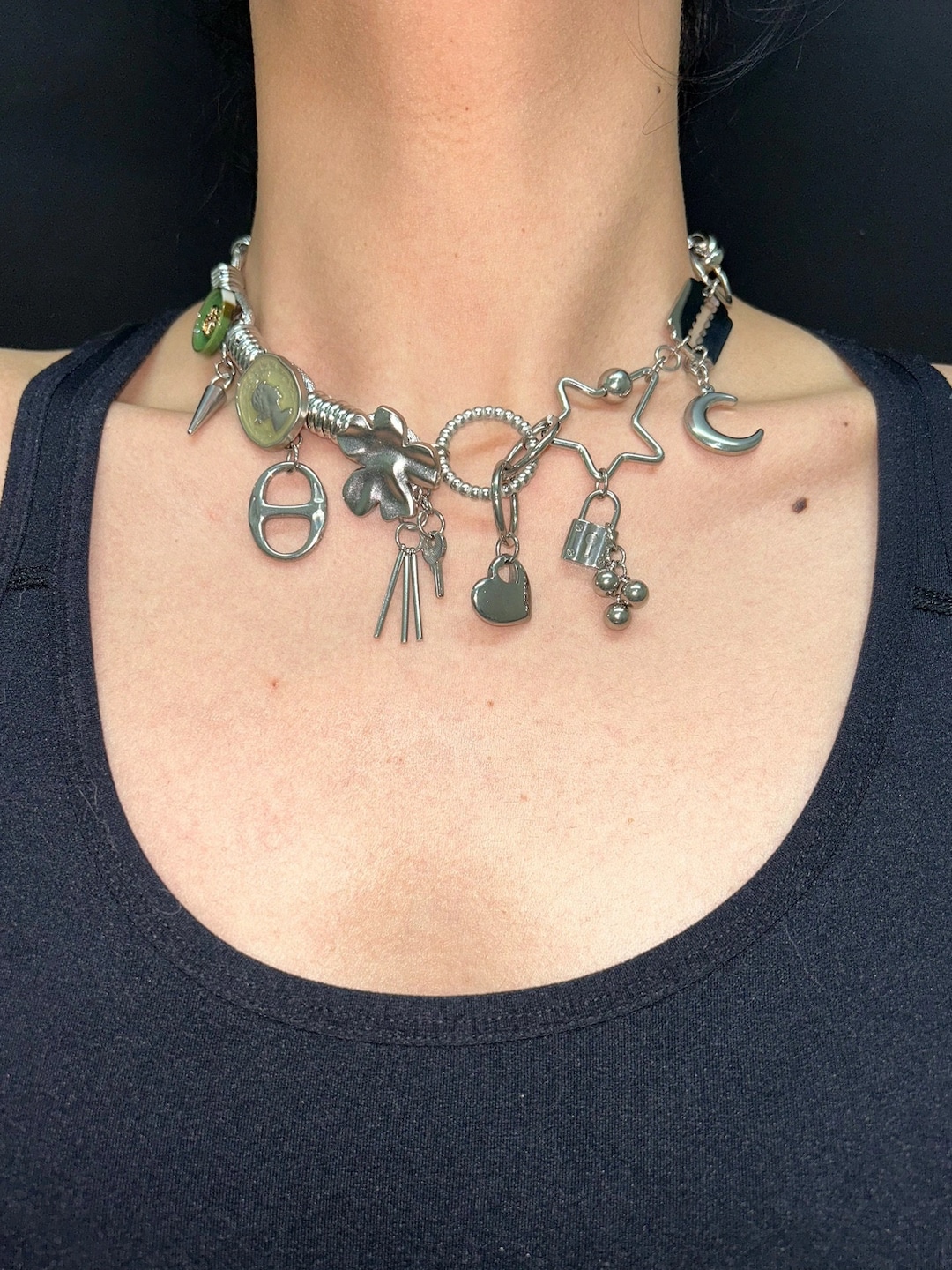25SS新作人気【RONRON】STARRY DANGLING CHARMS NECKLACE Amazon.com: Star Necklace for Girls Women - Sterling Silver