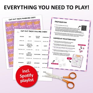 Music bingo party game with the best recent 10s, 20s hits. Perfect as a sleepover birthday party, slumber party or friends game night. Including Spotify Playlist with the songs on the bingo cards. Digital download that is easy to print. Sleepover printable.