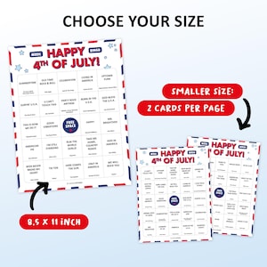 4th of July Music Bingo party game with the best USA-themed songs, patriotic anthems, American classics, and all-time party songs. Perfect for Independence Day celebrations, Fourth of July BBQs, family gatherings, patriotic parties, pub crawls, office parties, and friends game nights. Features iconic songs about America, freedom, and red, white & blue celebrations. Printable digital download with Spotify Playlist