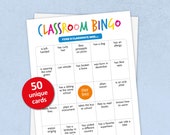 Classroom Bingo Game, Get To Know You Bingo, 50 Human Bingo Cards, Find The Classmate Printable Activity for kids, School Class Party Game