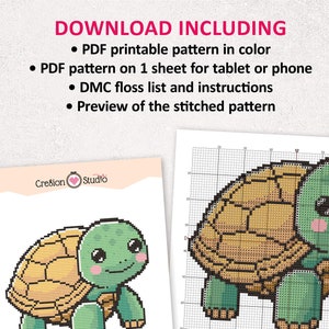 Turtle Counted Cross Stitch Pattern for Beginners, Small Easy Cross ...