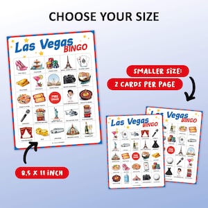 Las Vegas Bingo Game, 50 Bingo Cards, Bachelorette Party Game, Travel ...