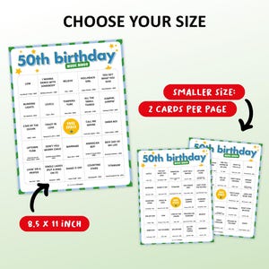 50th Birthday Music bingo party game with the best 70s, 80s, 90s, 00s, 10s, 20s hits. Perfect as a birthday party, friends game night, pub crawl, bar activity for your fiftieth birthday. Including Spotify Playlist with the songs on the bingo cards. Digital download.